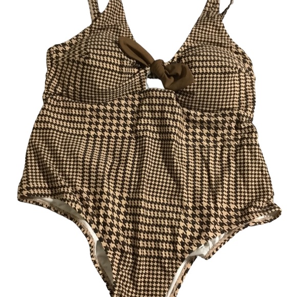 Cupshe One Piece Brown Herringbone Plaid Size 3X NWT Swimsuit (See Sizing) - Picture 9 of 9